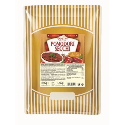 Pomidorai džiovinti saulėje, aliejuje, DEMETRA, 1,5 kg / 1,2 kg